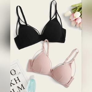 Shein 2pack Ribbed Harness Bra Set